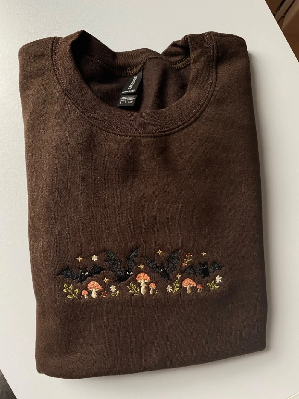 Embroidered Bat, Flower, and Mushroom Gildan Sweatshirt - Picture 6 of 7